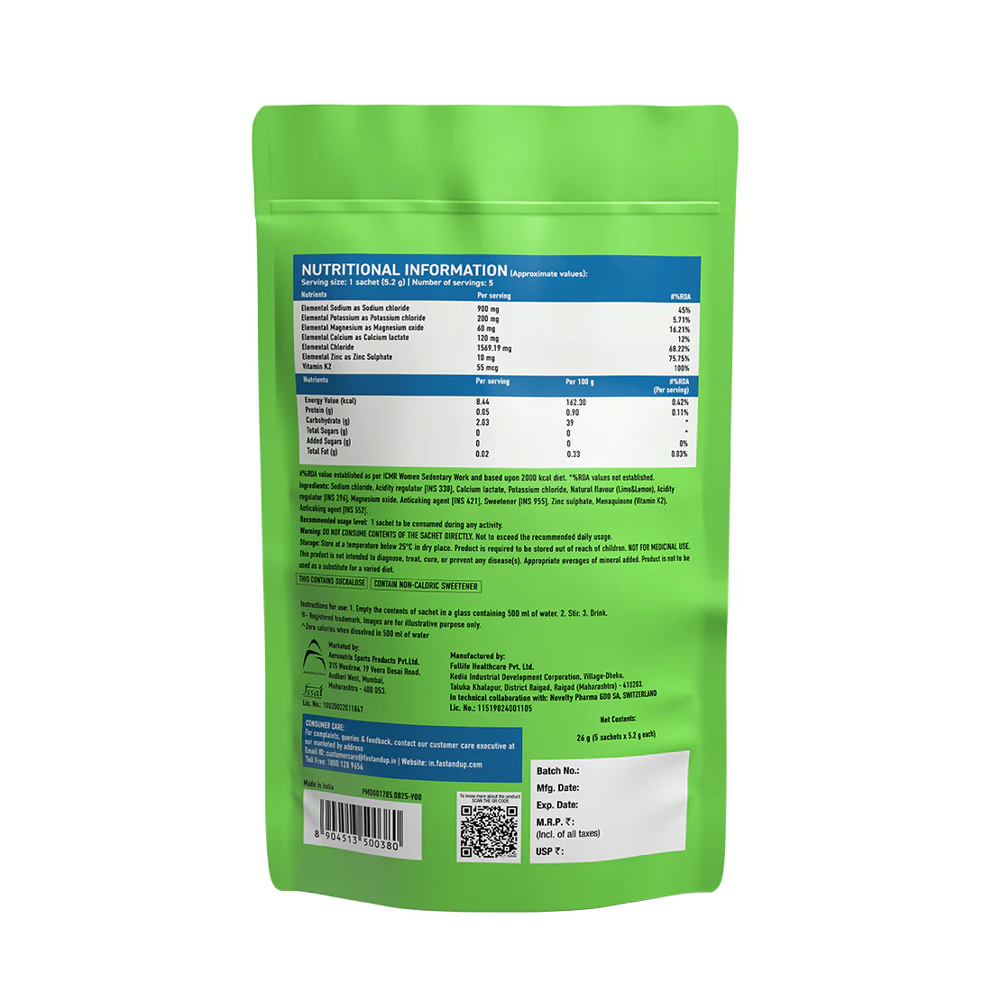 Fast&Up Reload Salts + High Sodium Electrolyte Mix - Lemonade 5's - Image 2